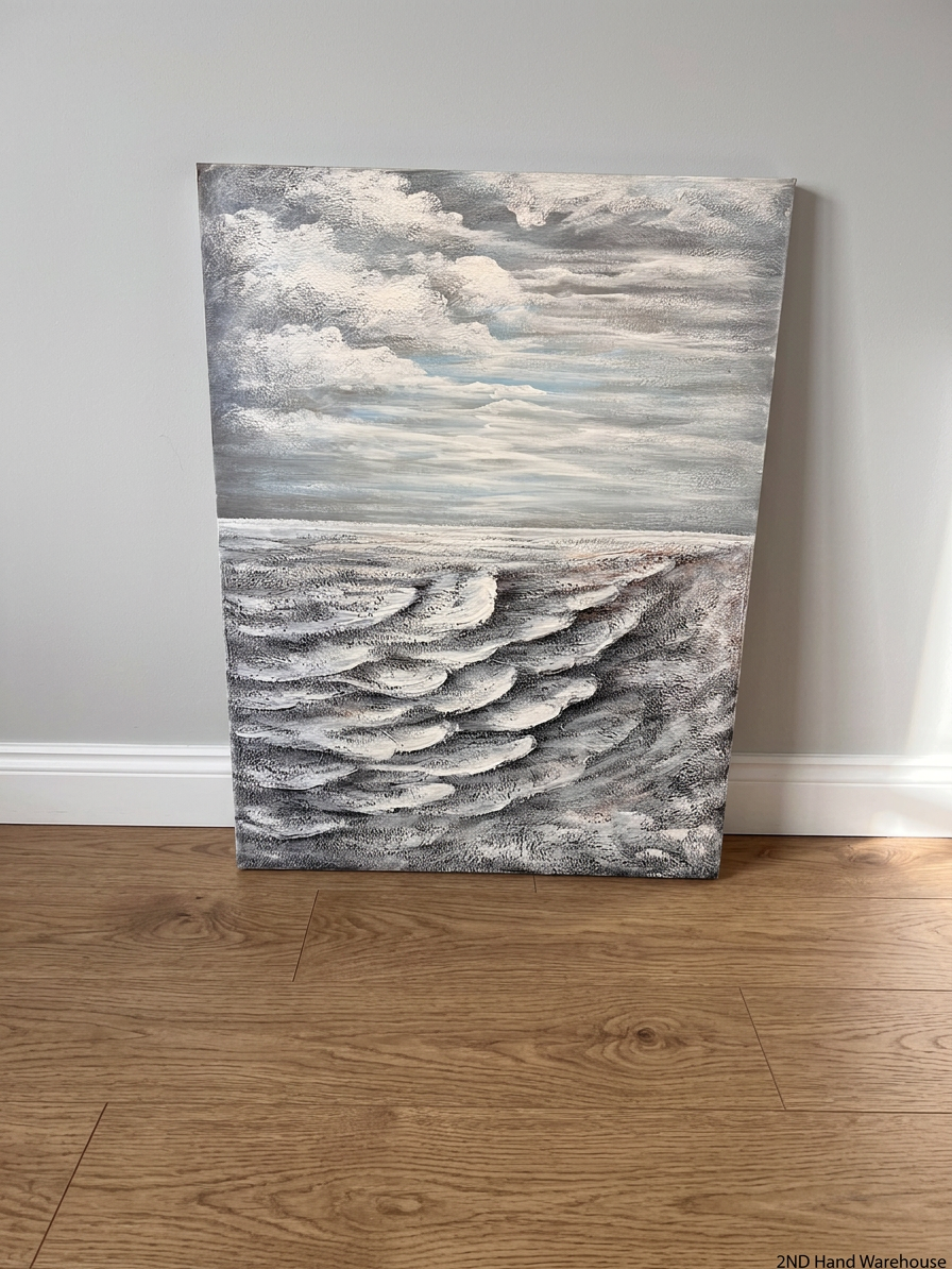 Textured Ocean Seascape Canvas Painting – styled product image