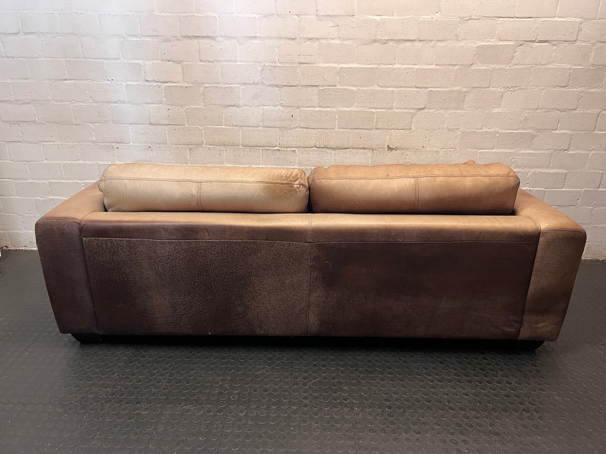 3 Seater Coricraft Leather Couch — Good Working Order – back view