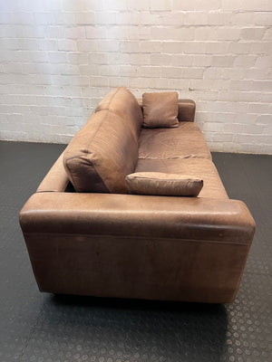 3 Seater Coricraft Leather Couch — Good Working Order – top view