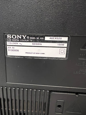 Sony Bravia 46" Television with Pedestal Stand — Good Working Order – back view