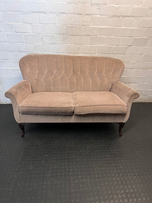Beige Victorian Style 2 Seater Couch — Used Fair Condition – main front view