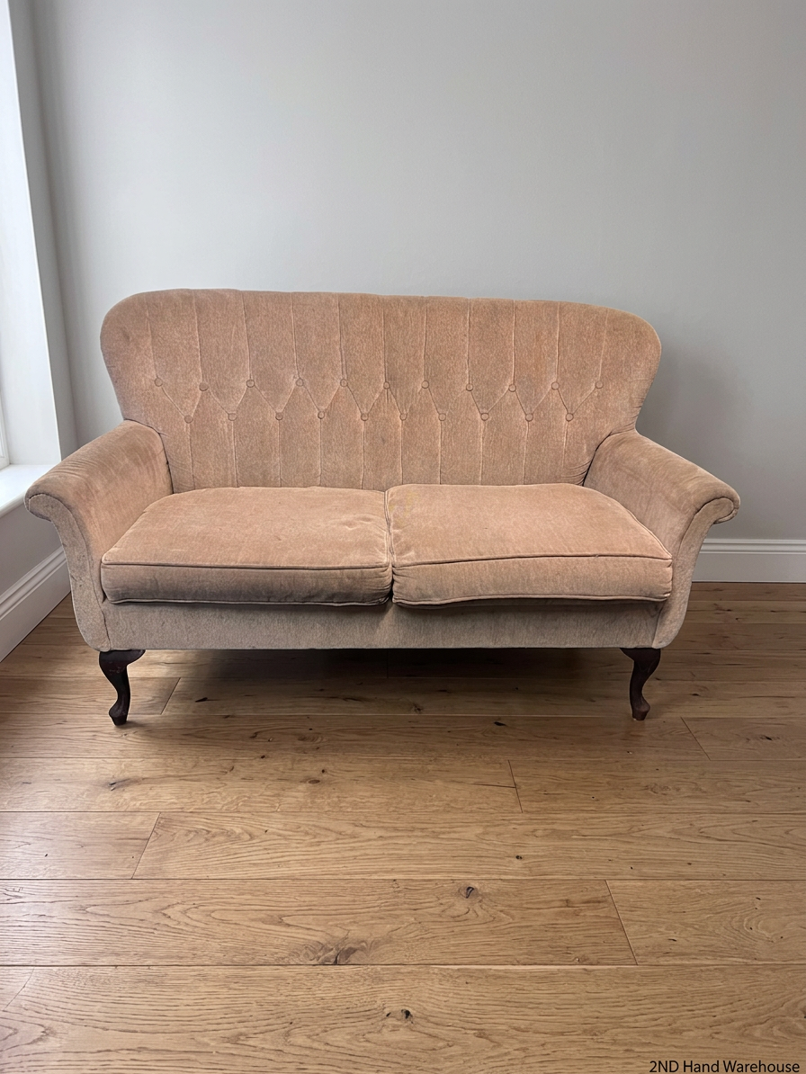 Beige Victorian Style 2 Seater Couch — Used Fair Condition – styled product image