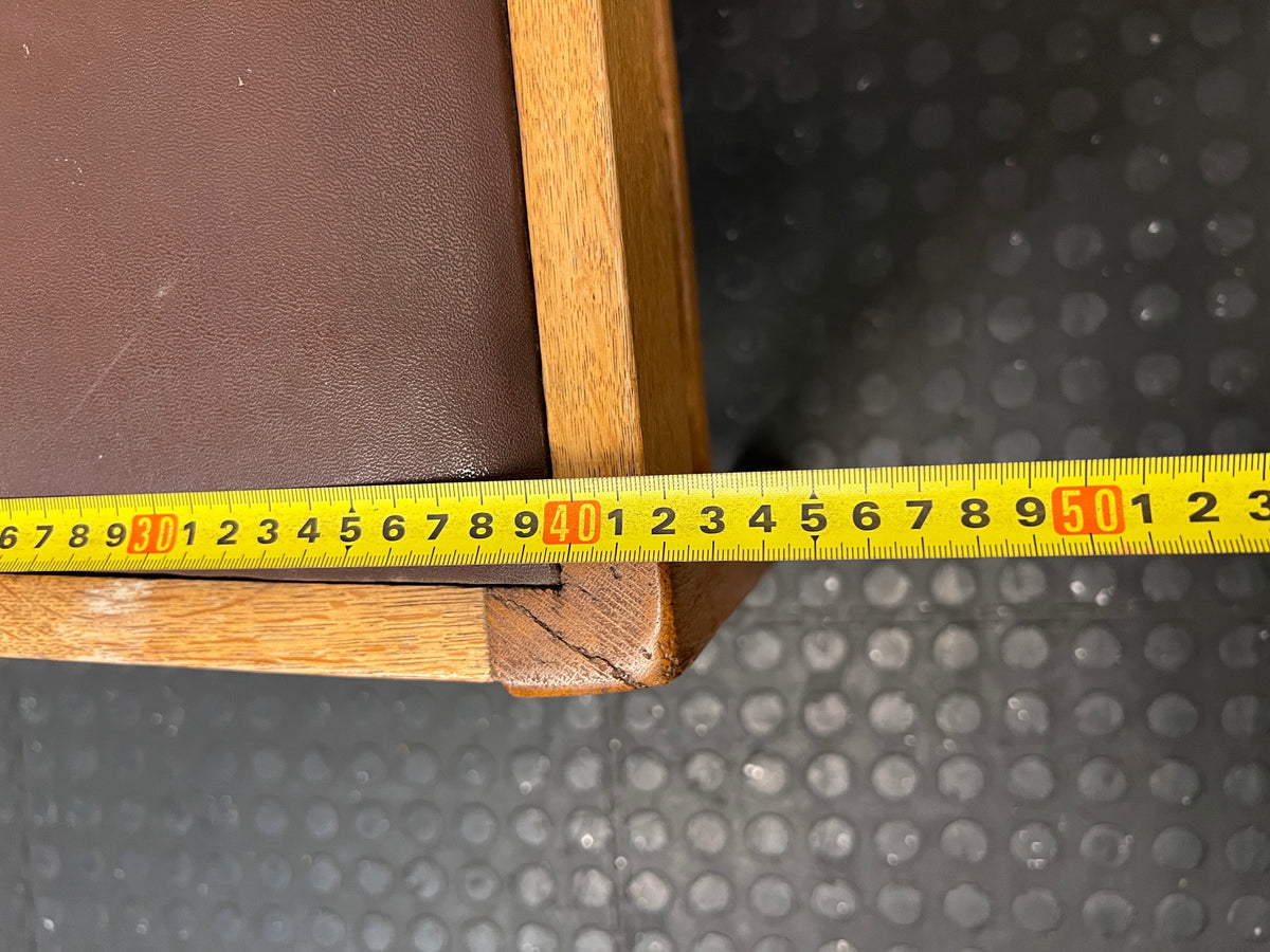 Classic Oak Dining Chair with Brown Inset Seat — Good Working Order – depth measurement