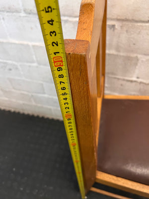 Classic Oak Dining Chair with Brown Inset Seat — Good Working Order – height measurement