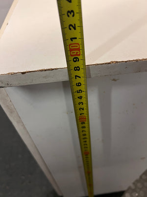 White and Light Wood Four Door Kitchen Cupboard — Good Working Order – height measurement