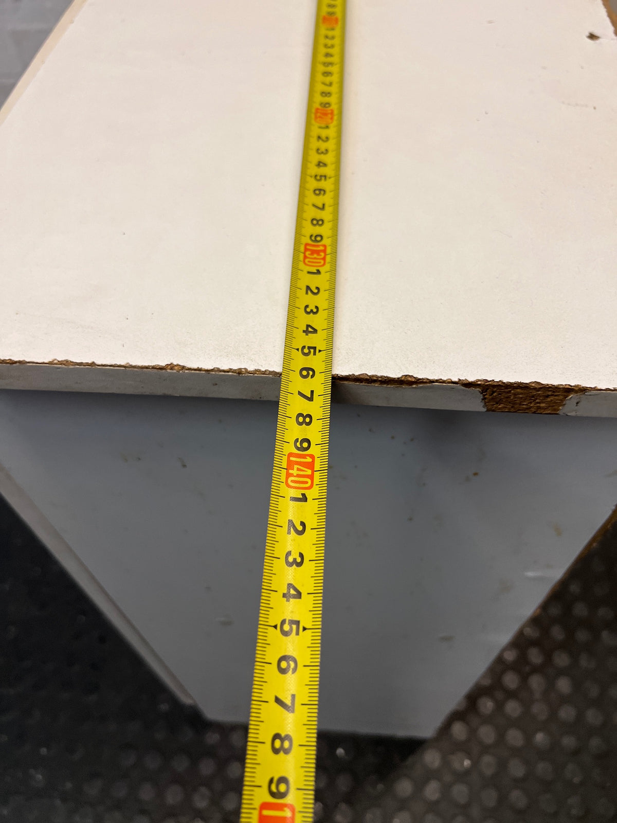 White and Light Wood Four Door Kitchen Cupboard — Good Working Order – width measurement