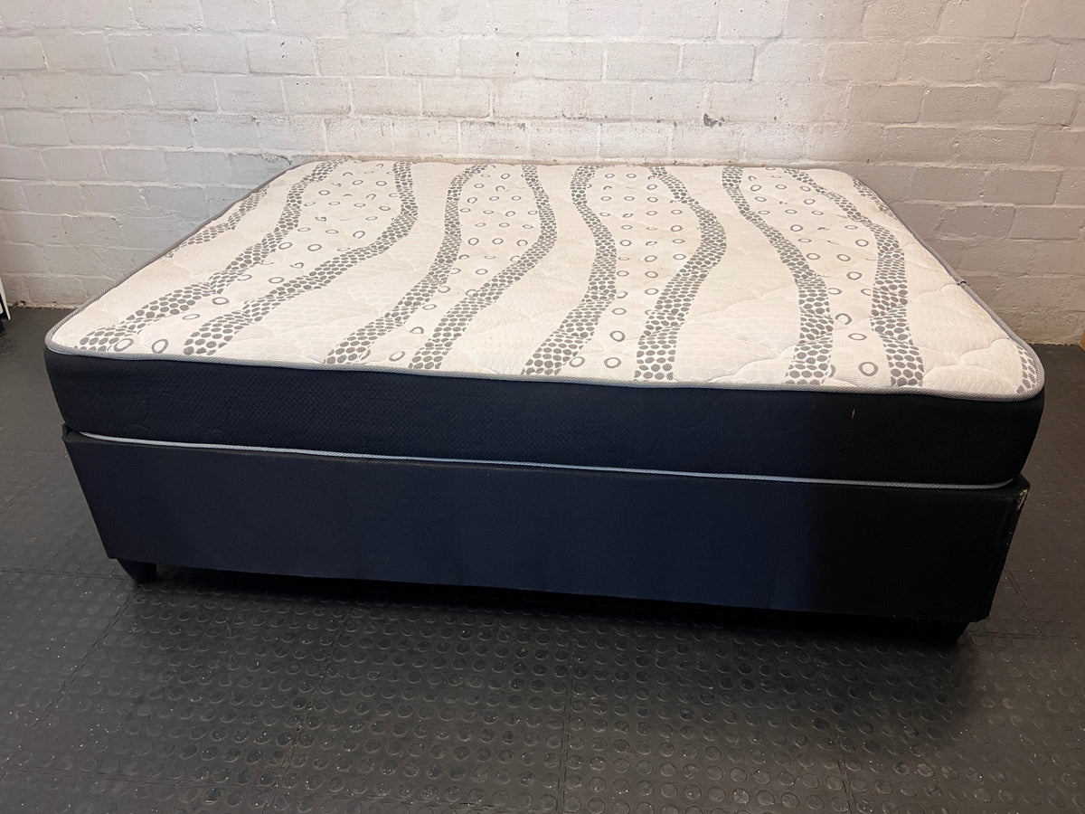 Queen Mattress and Base Set in Black and White — Good Condition; Still New – side view