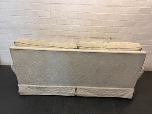 Sage and Gold Damask 2 Seater Couch — Good Secondhand Condition – condition detail