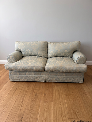 Sage and Gold Damask 2 Seater Couch — Good Secondhand Condition – styled product image