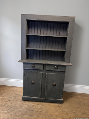 Charcoal Grey Wooden Kitchen Dresser with Cup Handles — Well Used Cabinet – styled product image