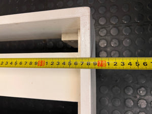 White Wooden Toddler Bed Frame with Slatted Base — Significant Wear and Missing Slats – width measurement