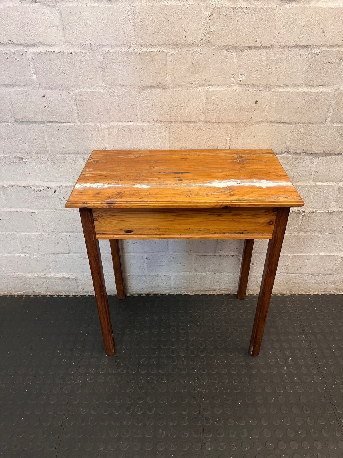 Wooden Side Table with Drawer — Used; Fair Condition – back view