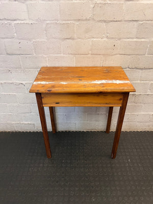 Wooden Side Table with Drawer — Used; Fair Condition – back view