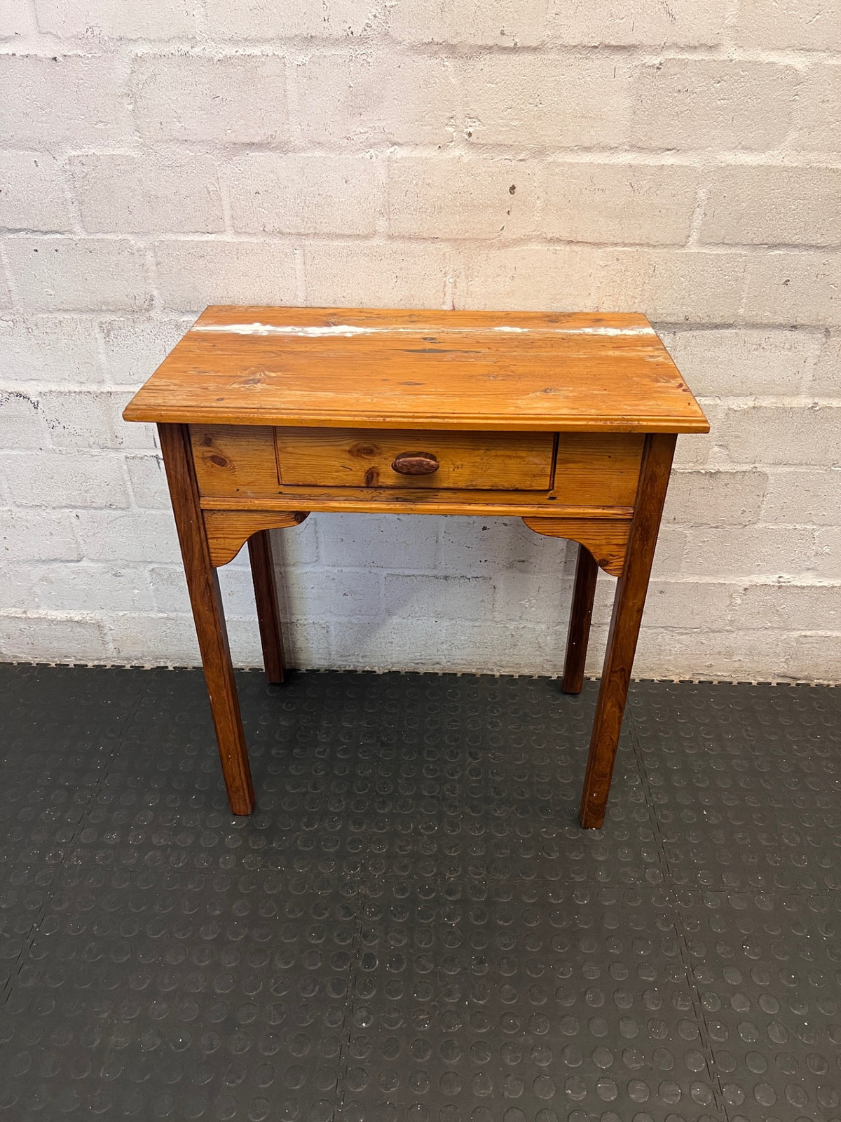 Wooden Side Table with Drawer — Used; Fair Condition – main front view