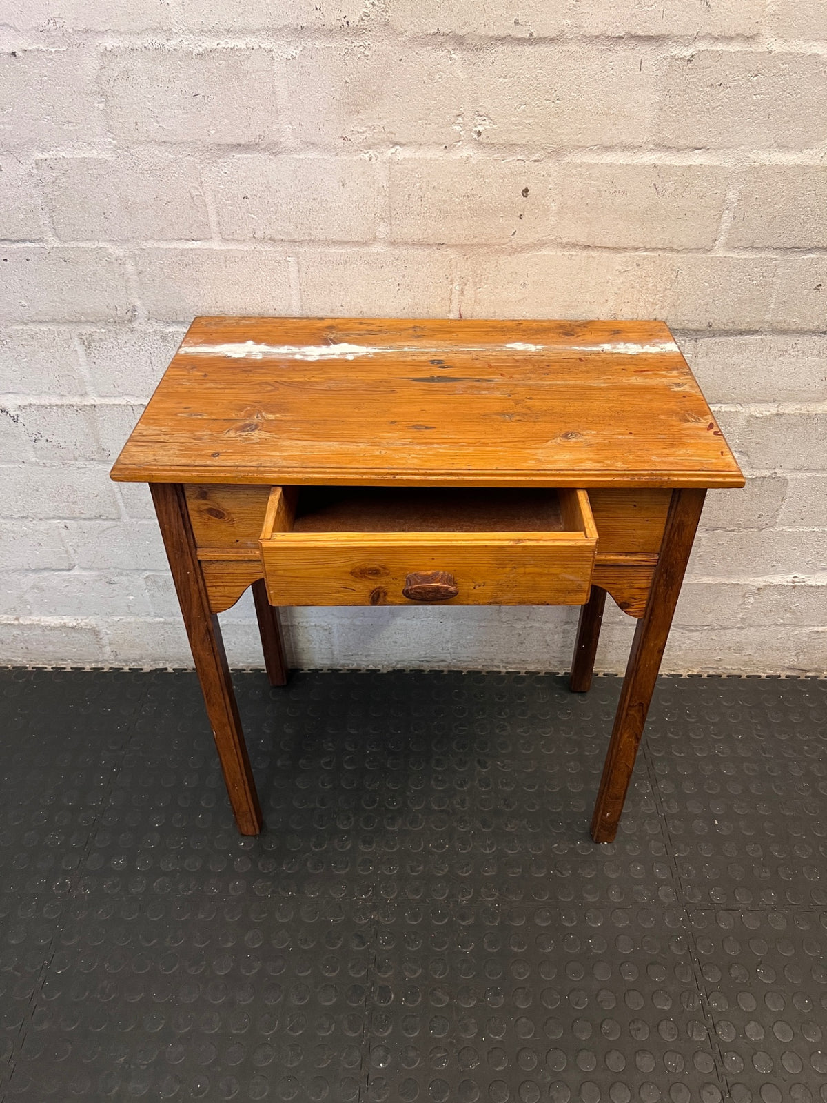 Wooden Side Table with Drawer — Used; Fair Condition – side view