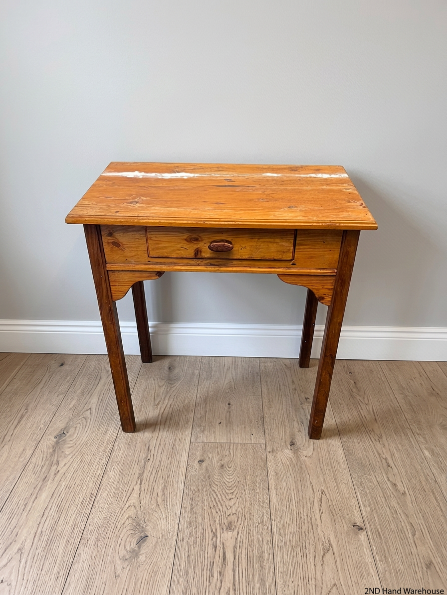 Wooden Side Table with Drawer — Used; Fair Condition – styled product image