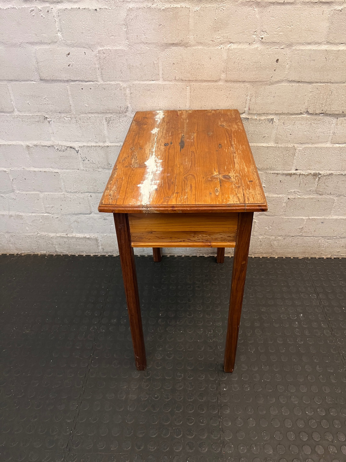 Wooden Side Table with Drawer — Used; Fair Condition – top view