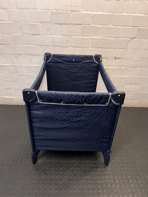 Polka Dot Portable Baby Cot and Playpen — Fair Condition; Large Frame Size – condition detail