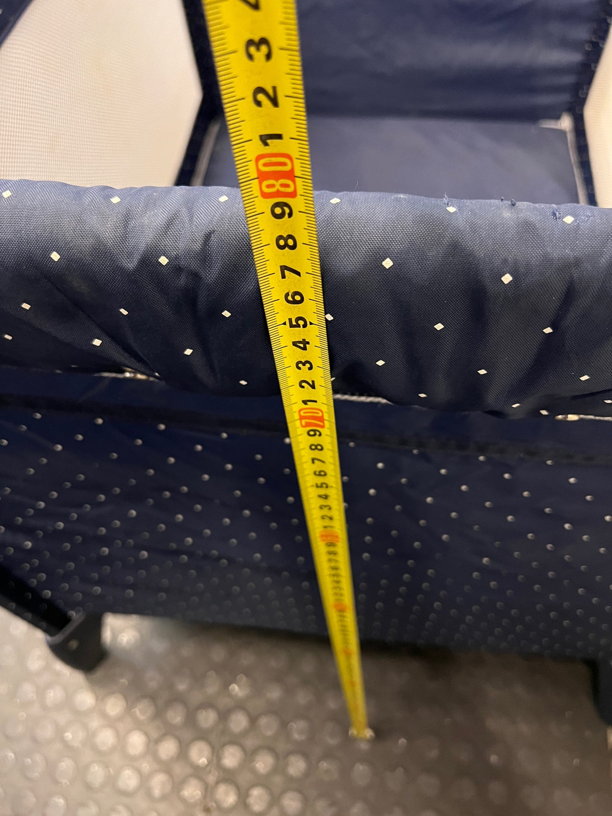 Polka Dot Portable Baby Cot and Playpen — Fair Condition; Large Frame Size – height measurement