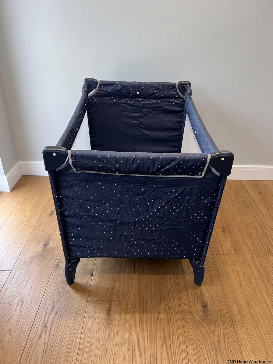 Polka Dot Portable Baby Cot and Playpen — Fair Condition; Large Frame Size – styled product image