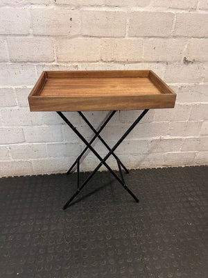 Wooden Butler Tray with Black Metal Stand – condition detail