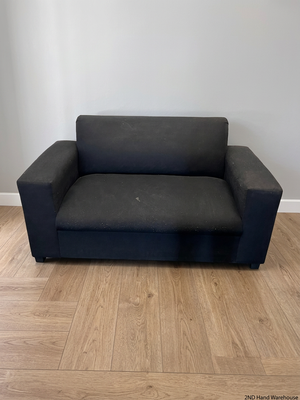 Black Synthetic Polyester 2 Seater Couch — Stains on Material; Good Functionality – styled product image