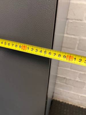 Hisense Bottom-Mount Fridge-Freezer in Grey — Working with Visible Surface Dents and Scuffs – width measurement