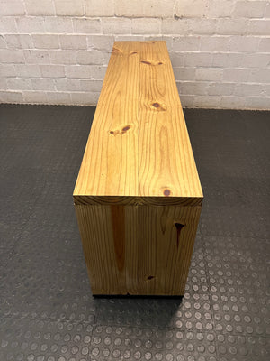 Black Melamine and Natural Pine TV Unit — Normal Wear with Loose Back Cover – back view