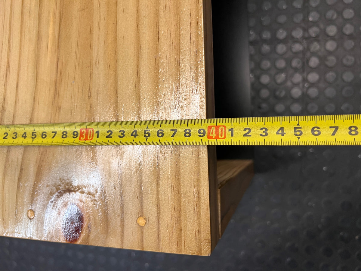 Black Melamine and Natural Pine TV Unit — Normal Wear with Loose Back Cover – depth measurement