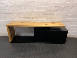 Black Melamine and Natural Pine TV Unit — Normal Wear with Loose Back Cover – main front view