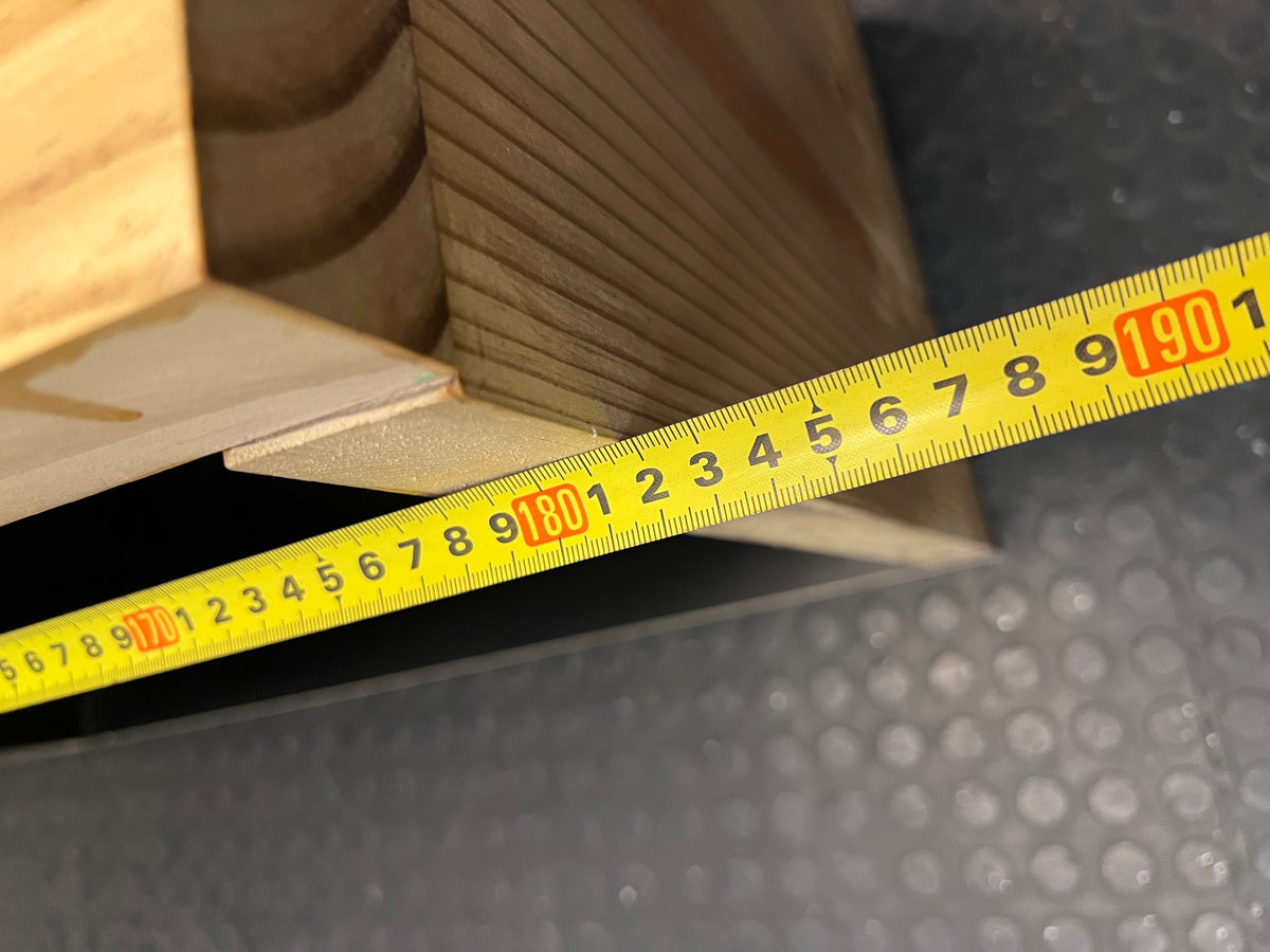Black Melamine and Natural Pine TV Unit — Normal Wear with Loose Back Cover – width measurement