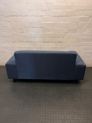 Modern Blue Fabric 2-Seater Couch — Fair Condition with Visible Wear – condition detail