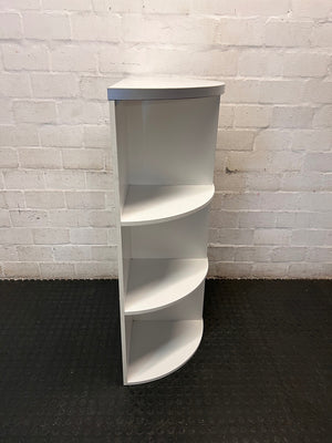 White Curved Semi-Circular Open Shelving Unit – back view