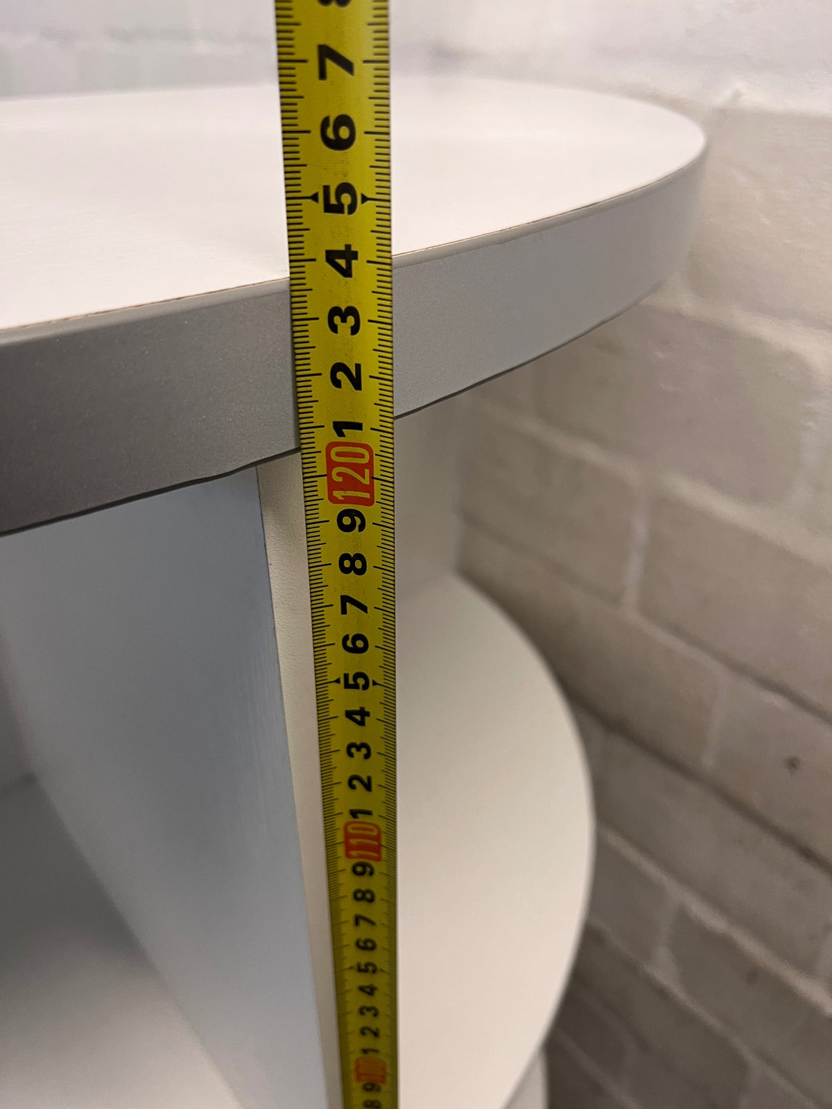 White Curved Semi-Circular Open Shelving Unit – height measurement