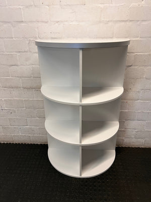 White Curved Semi-Circular Open Shelving Unit – main front view