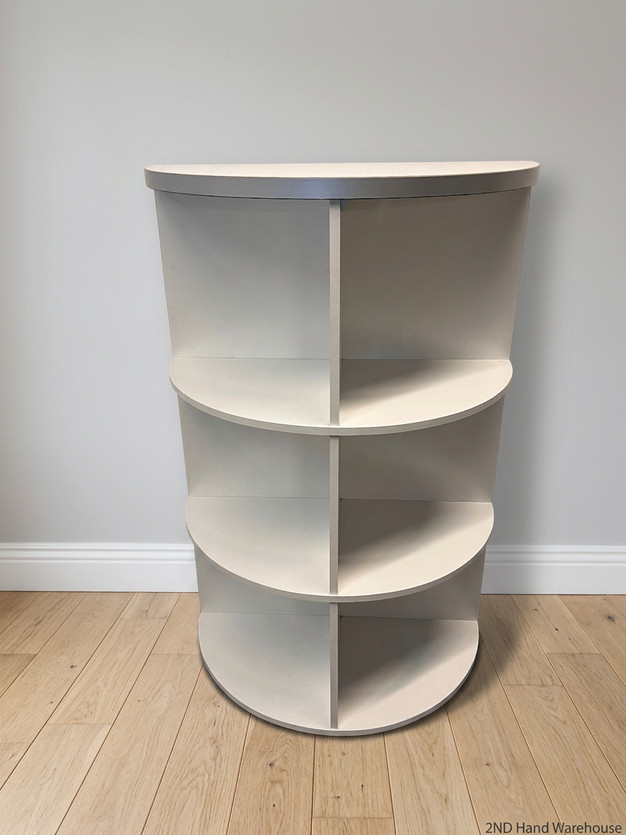 White Curved Semi-Circular Open Shelving Unit – styled product image