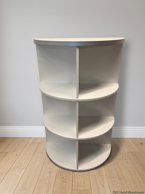 White Curved Semi-Circular Open Shelving Unit – styled product image