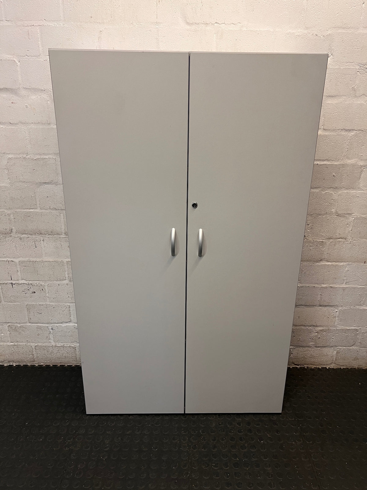 Tall Grey Two-Door Storage Wardrobe – main front view