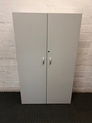 Tall Grey Two-Door Storage Wardrobe – main front view