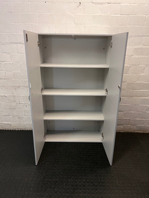 Tall Grey Two-Door Storage Wardrobe – side view