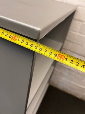 Matte Grey Wooden Bookshelf with Adjustable Shelving – depth measurement