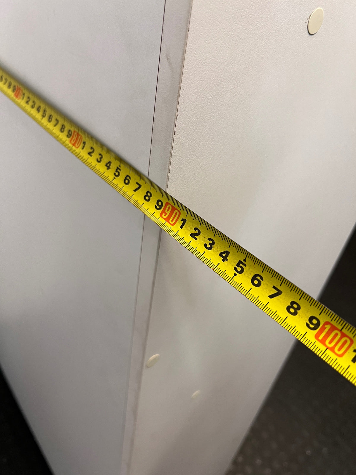 Tall White Two-Door Storage Cupboard with Lock – depth measurement