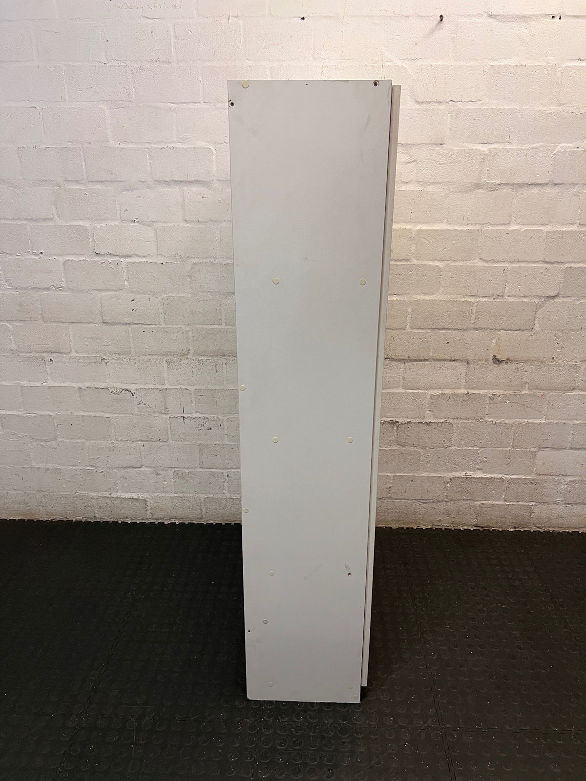 Tall White Two-Door Storage Cupboard with Lock – top view