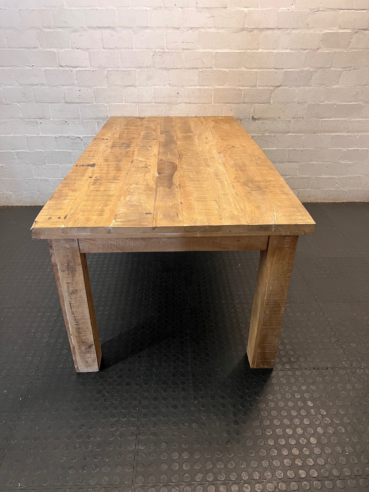 Rustic Chunky Wooden Dining Table – top view