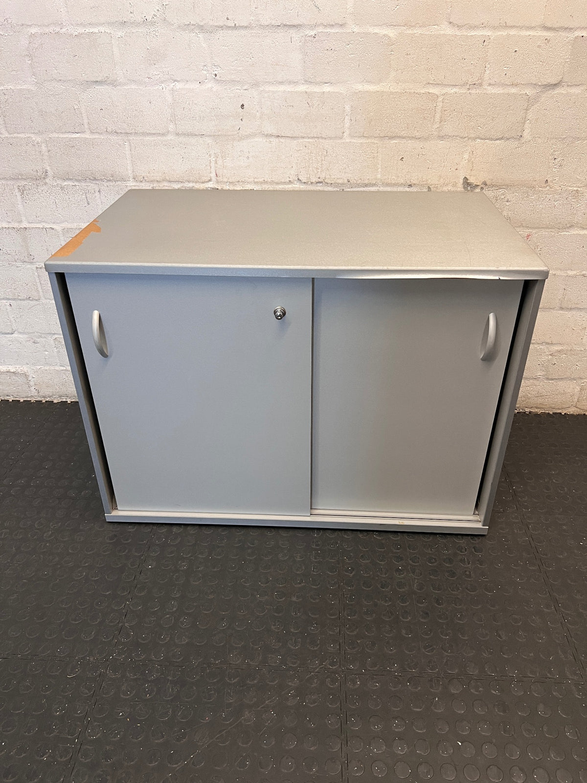 Grey Sliding Door Office Credenza – main front view