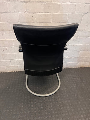 Black Upholstered Visitor Chair with Metal Sleigh Base – condition detail