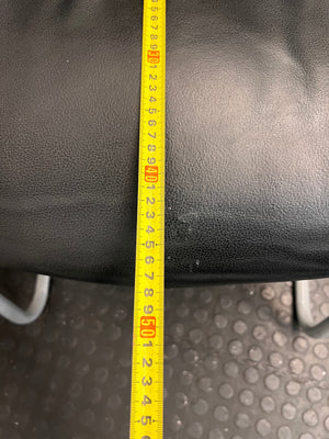 Black Upholstered Visitor Chair with Metal Sleigh Base – depth measurement