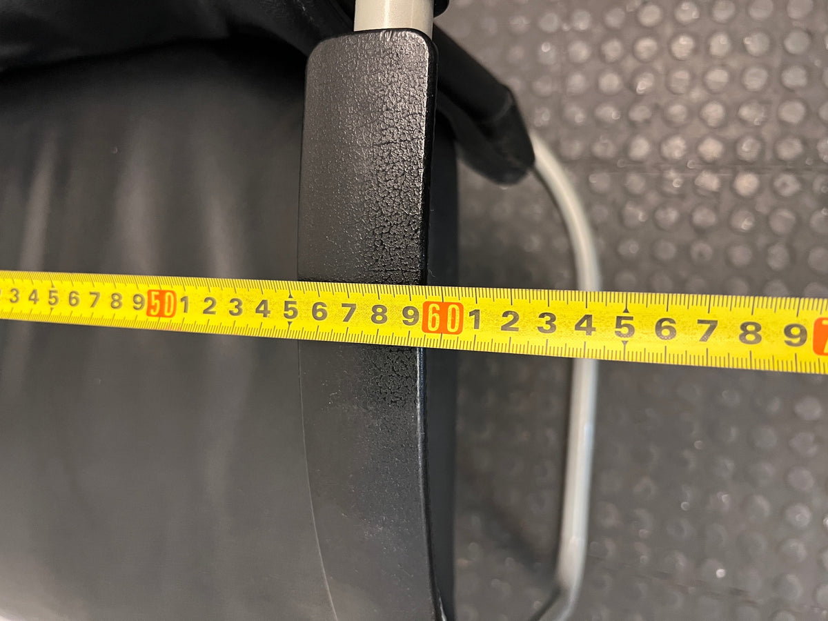 Black Upholstered Visitor Chair with Metal Sleigh Base – width measurement