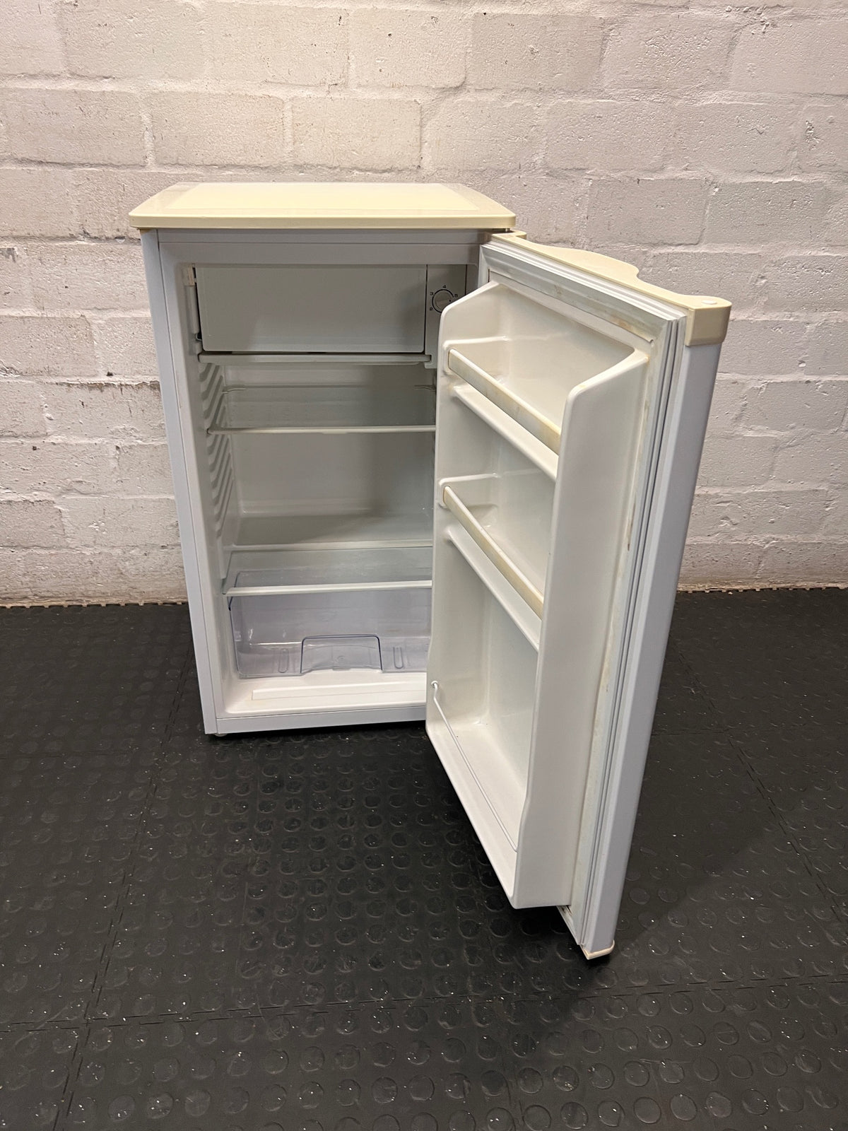 Defy White Compact Bar Fridge — Good Working Order – side view