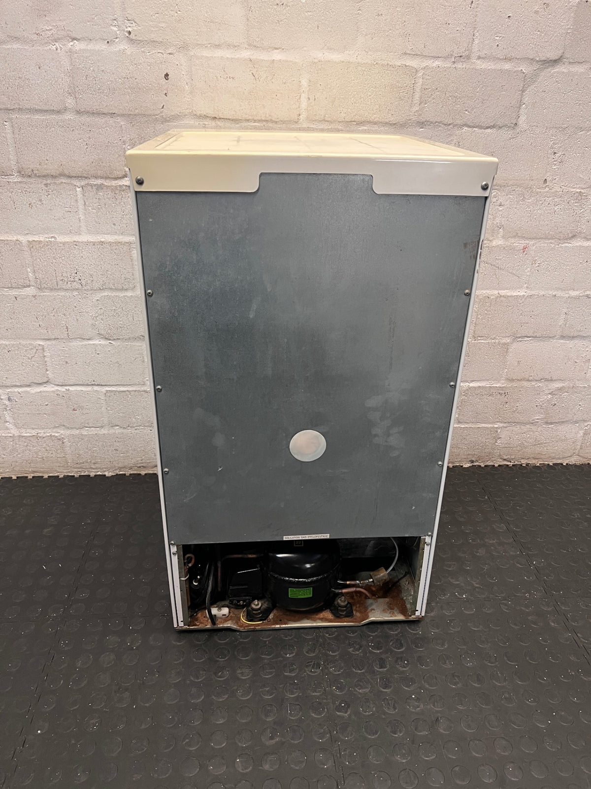 Defy White Bar Fridge with Lock — Good Working Order – back view